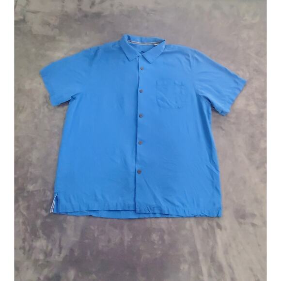 Tommy Bahama Shirt Sz XL Mens 100% Silk Blue Short Sleeve Button Up Camp C22-39 - Picture 1 of 8